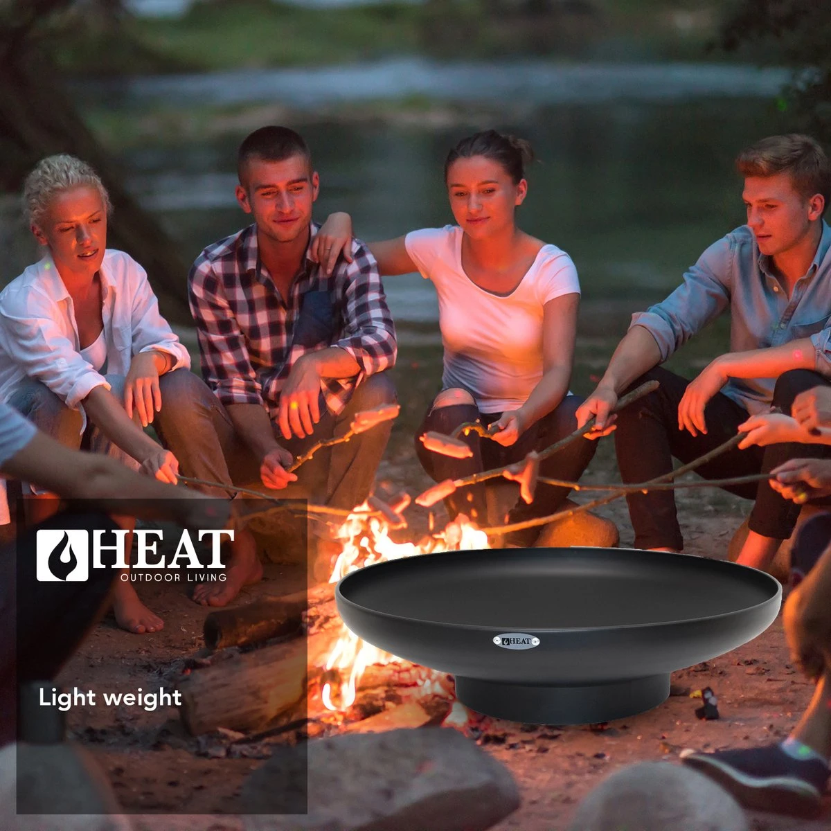 HEAT Outdoor Living - Vuurschaal Classic Ø 60 Cm Zwart - Staal - Vuurkorf - Vuurschaal BBQ - Vuurschaal Voor Buiten - Terraskachel - Tuinkachel Terrashaard - Vuurkorf Voor Buiten - Vuurkorf BBQ - Vuurton - Terraskachel - 60x60x16 Cm - Afbeelding 6