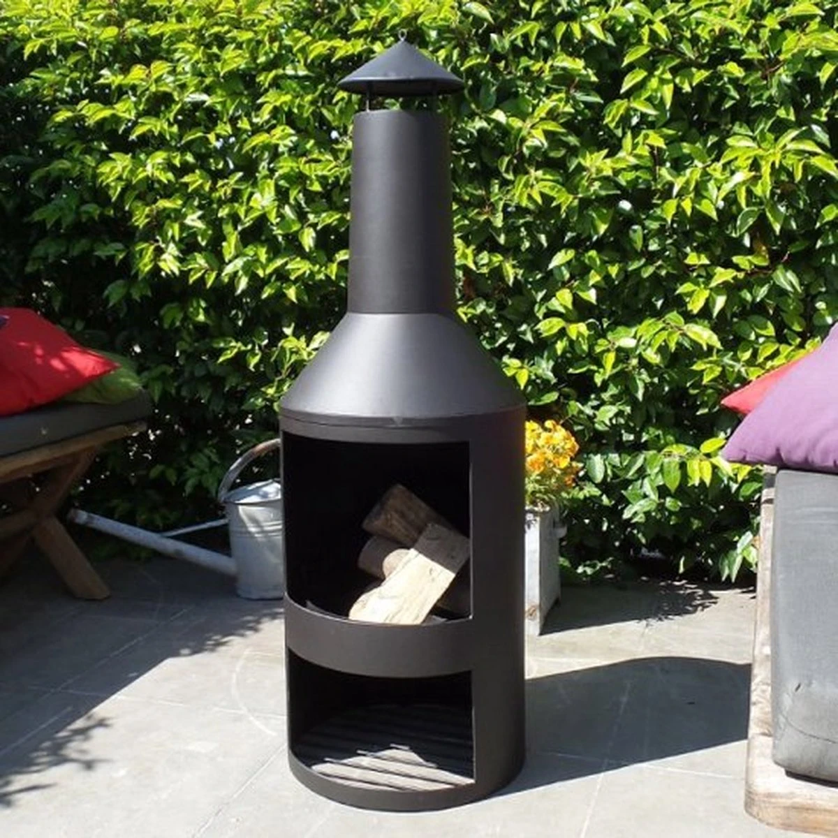 MaxxGarden Tuinhaard Grieks Fenix - Terrashaard - Vuurkorf - BBQ - Terrasverwarmer - Terrasverwarming - Sfeerhaard - 45 X 134cm - Zwart - Afbeelding 6