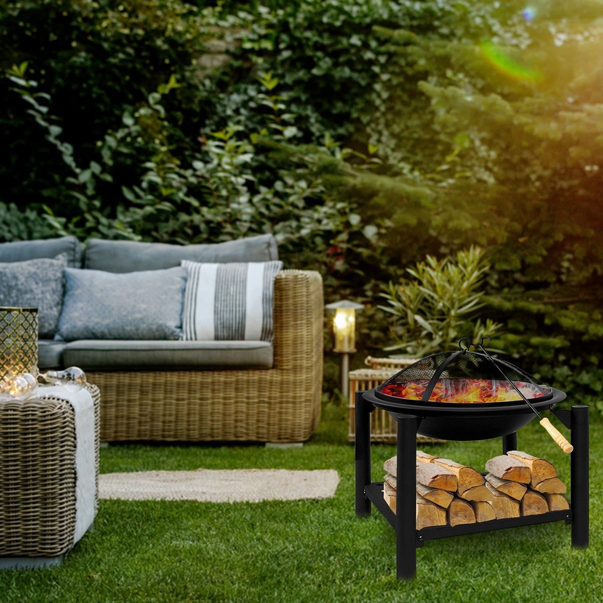 MaxxGarden Tuinhaard Grieks Zeus - Terrashaard - Vuurkorf - BBQ - Terrasverwarmer - Terrasverwarming - Sfeerhaard - 60cm - Zwart - Afbeelding 6