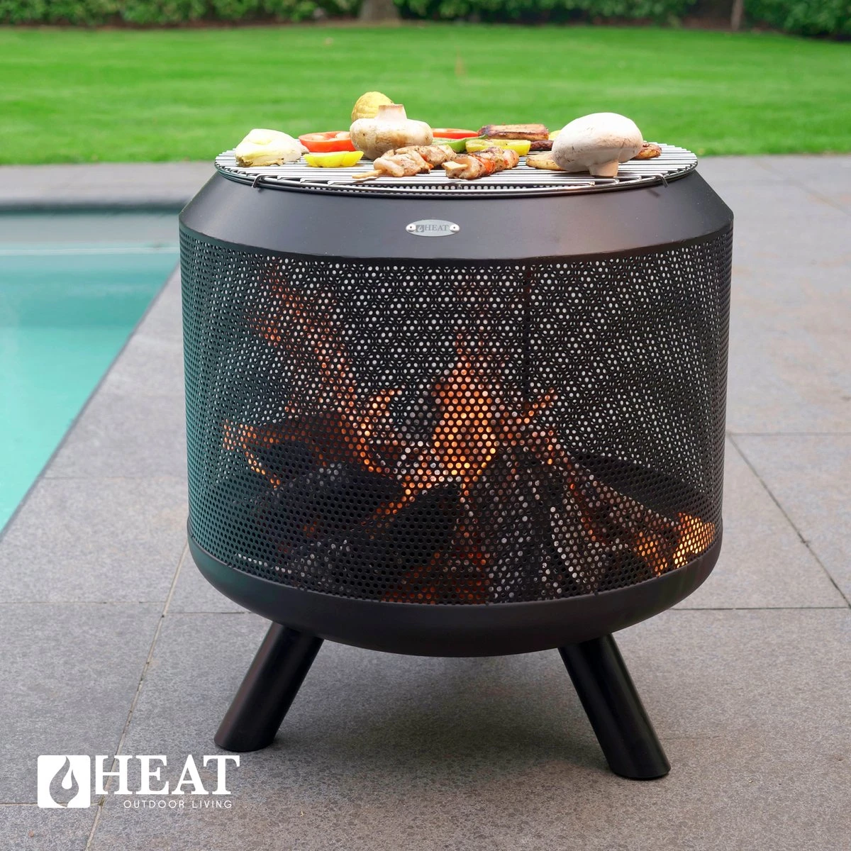 HEAT Outdoor Living - Trommelpot Incl. Grillrooster - Vuurkorf - Staal - Terrashaard - Vuurkorf Voor Buiten - Vuurton - Vuurhaard