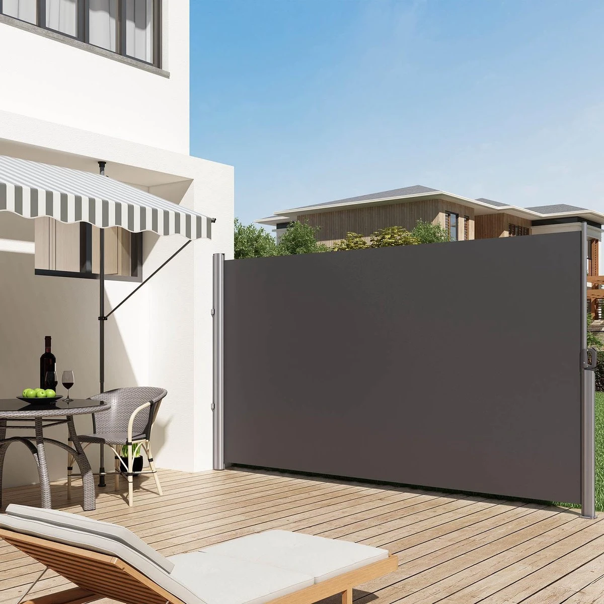 Songmics Zijluifel, 200 X 350 Cm (H X L), Privacyscreen, Zonwering, Voor Balkon En Terras, Zijrolgordijn GSA205G - Afbeelding 6