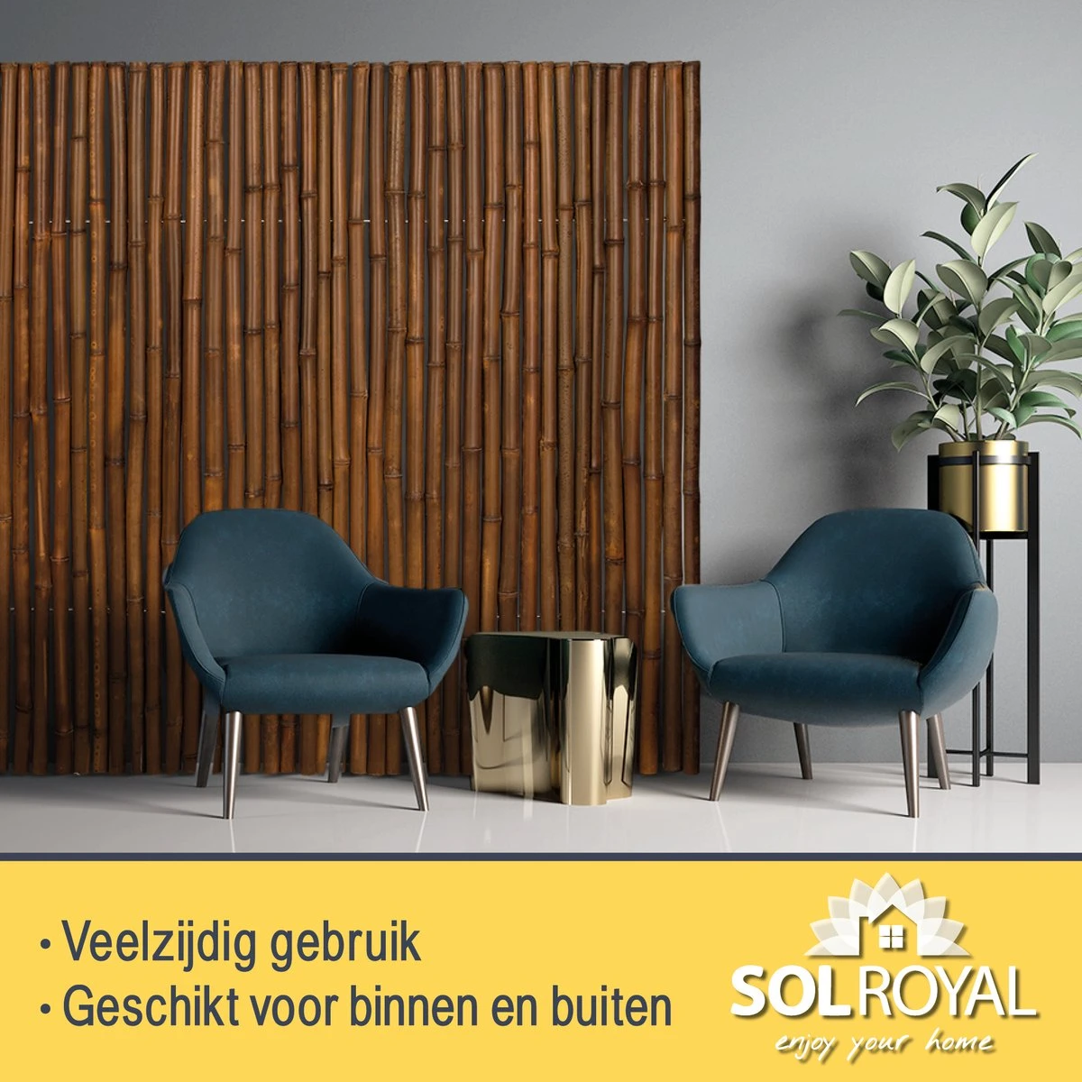 Sol Royal B23 – Premium Bamboe Tuinscherm 90x250cm Donkerbruin – Geharde Bamboestokken Ø 2-3cm – Weerbestendige Balkonscherm - Afbeelding 5