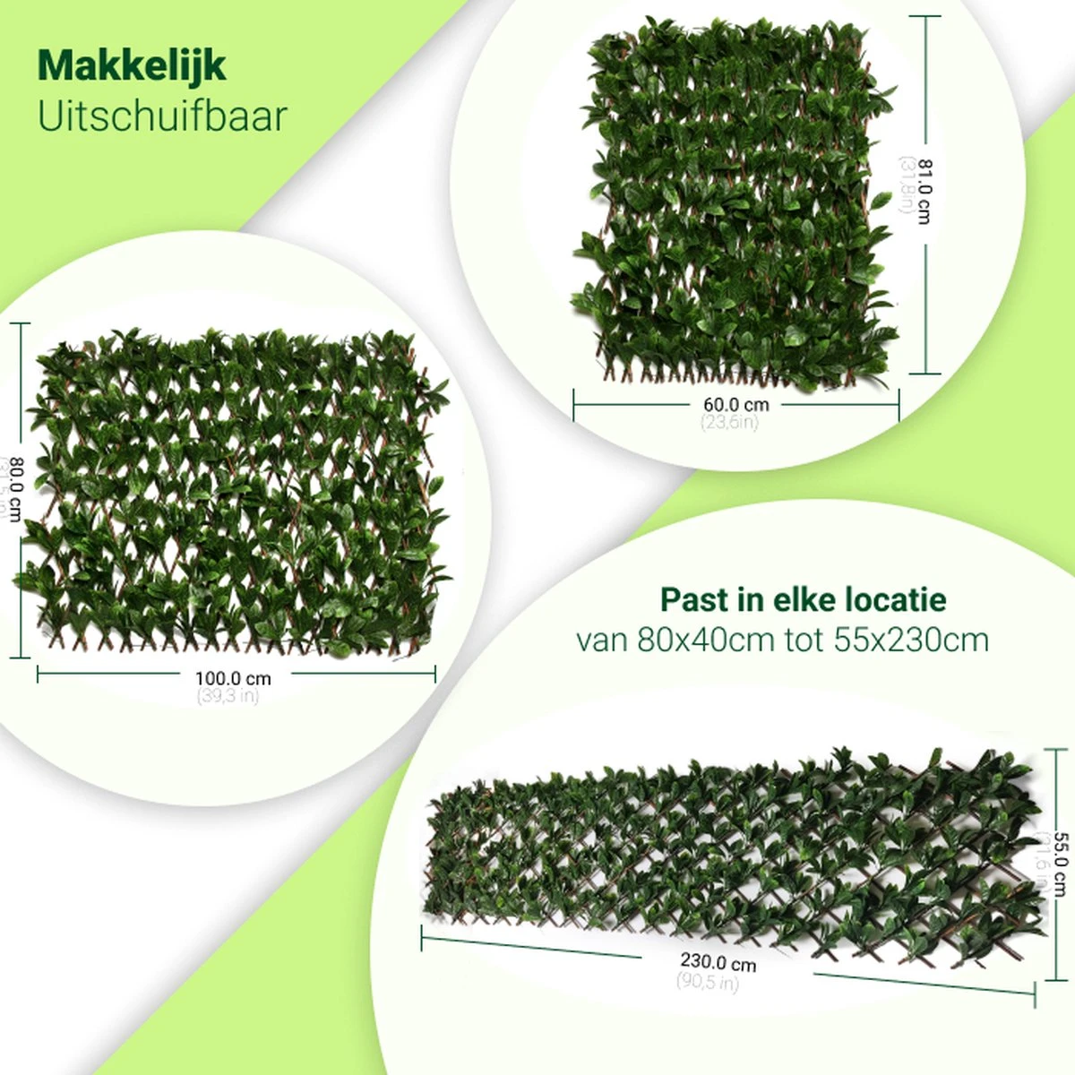 Laurier Kunsthaag-Bamboe Hout-80x40cm Tot 55x230cm-Tuinscherm-Voor Binnen En Buiten-Uitschuifbaar-balkonscherm - Afbeelding 3