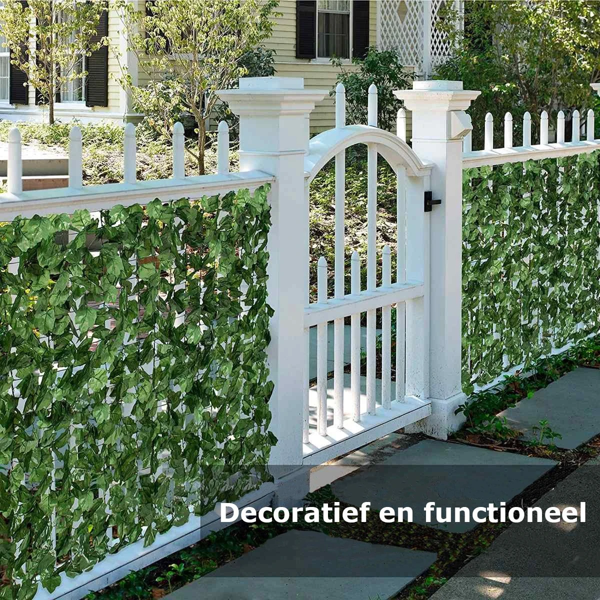 Klimop Kunsthaag – Kunsthaag – Kunsthaag Voor Buiten – Kunsthaag Op Rol – Kunsthaag Tuinscherm - Kunsthaag Klimop – Klimop – Kunstheg – Hedera – Kunstplant – Uitschuifbaar – Tuinscherm – Groen – 100x240cm - Afbeelding 3