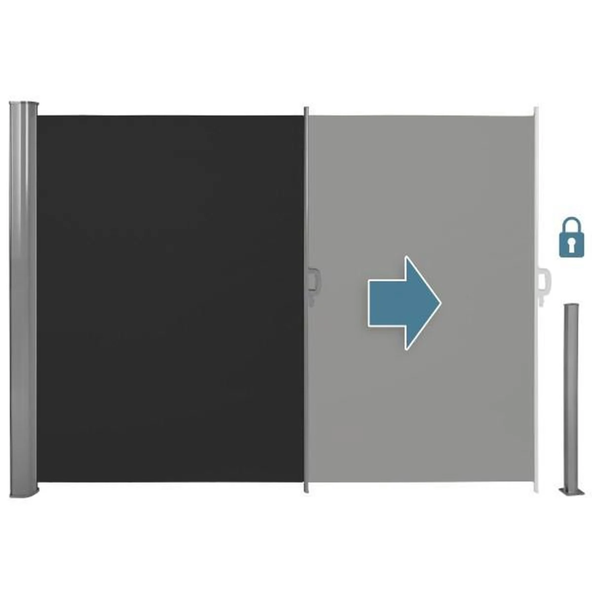 Uitschuifbaar Aluminium Windscherm Tuinscherm 200 X 300 Cm Zwart 401531 - Afbeelding 3