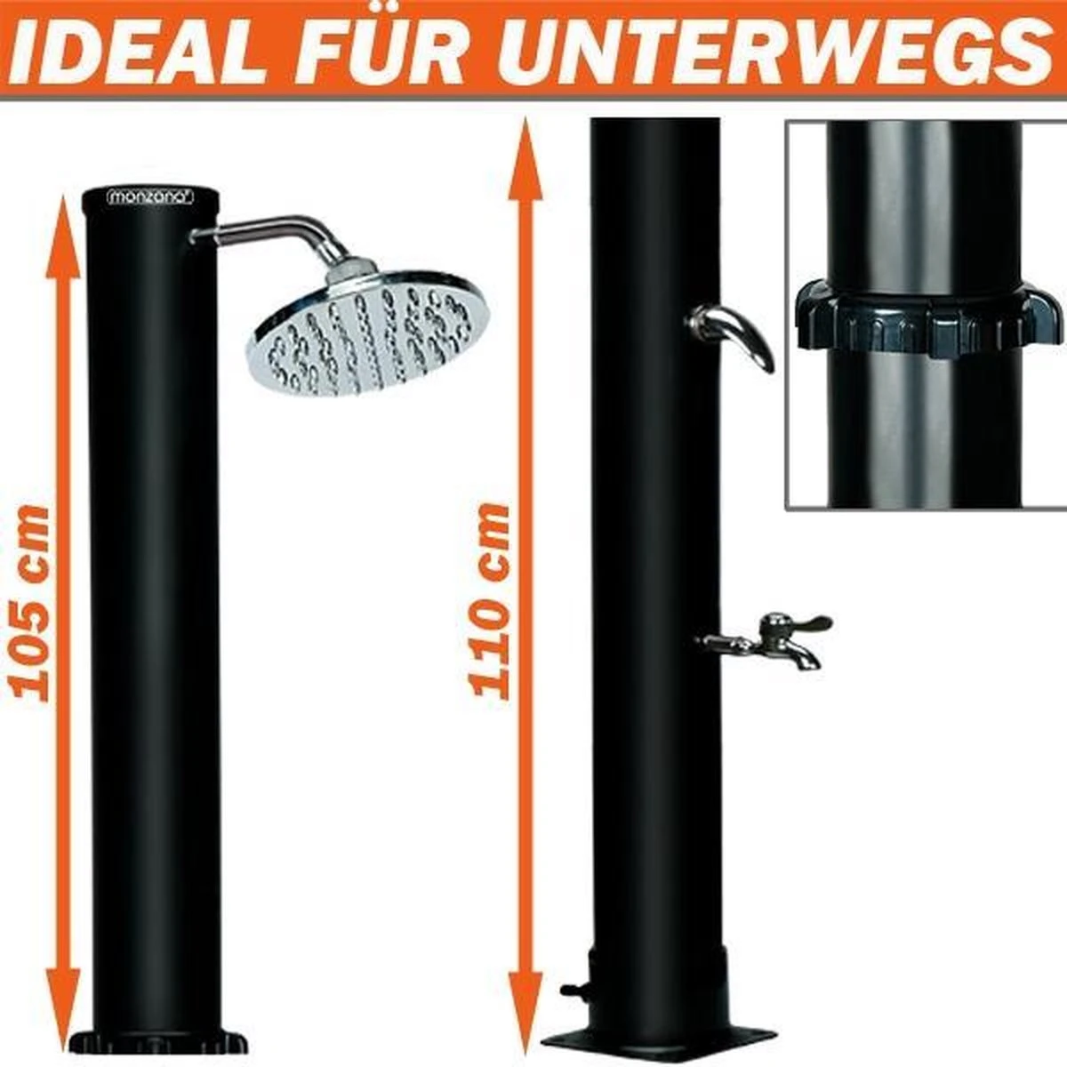 Merkloos Monzana Buitendouche/ Tuindouche - Warm Water Uit Zonne-energie 215cm - Afbeelding 10
