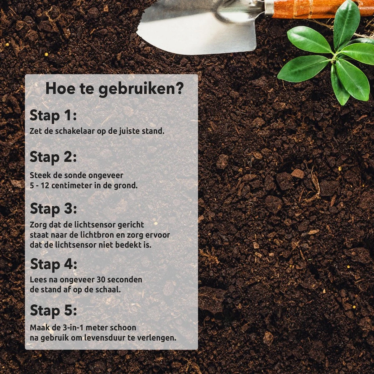 Vochtmeter Planten - 3 In 1 - Vochtigheidsmeter - PH En Lichtmeter - Hygrometer - Binnen En Buiten Grondmeter - Lieveheersbeestje - Afbeelding 4