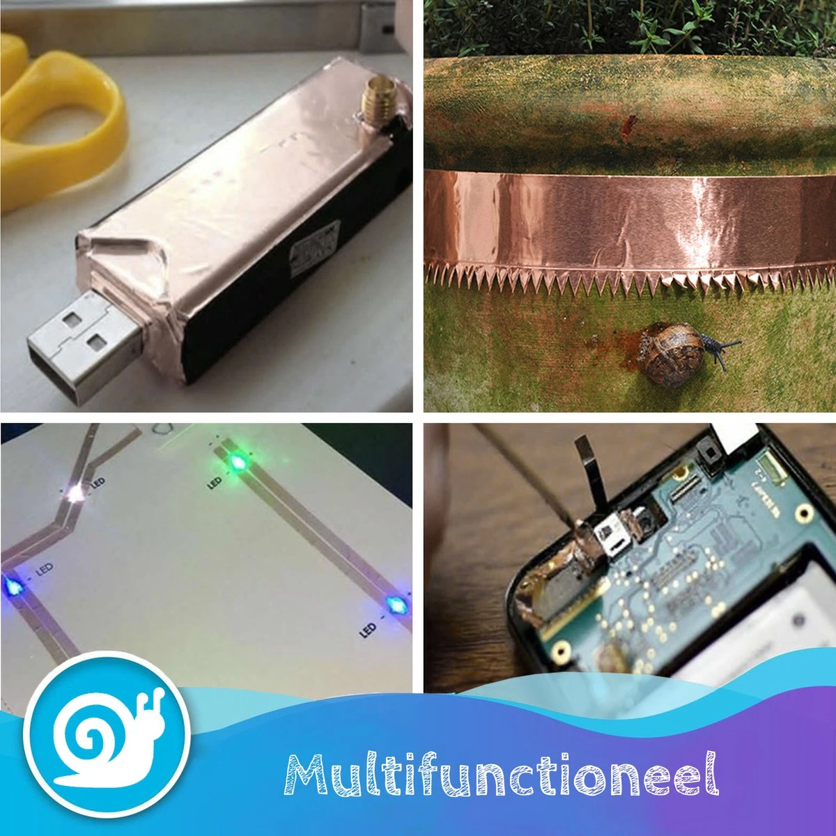 Summer Spark Kopertape Anti Slakken 10 Meter - Anti Slakken Tape - Kopertape Tegen Slakken - Slakkenval - Alternatief Op Slakkenkorrels - Afbeelding 3