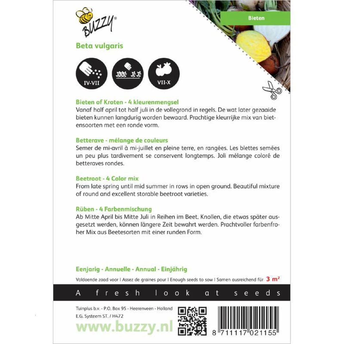 Bieten Mixed Colors Vier Kleuren Buzzy Seeds 5 Gram - Afbeelding 2