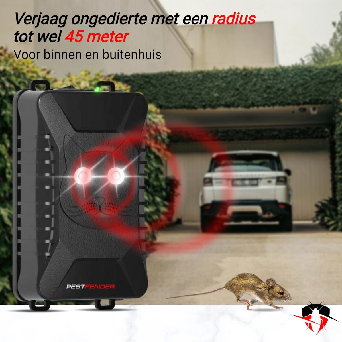 PestFender Marterverjager - Ongedierteverjager - Muizenverjager & Rattenverjager - Ultrasone & Flitsen - Werkt Op Autoaccu, Batterijen Of Netstroom - Voor Binnen, Buiten En Auto - Marter Verjager - Steenmarter - Afbeelding 6
