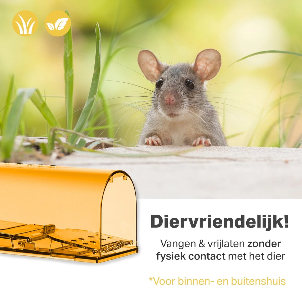 Vivid Green Diervriendelijke Muizenval Voor Binnen & Buiten - Muizenvallen - Muizenverjager - Mouse Trap - 2 Pack - Oranje - Afbeelding 3
