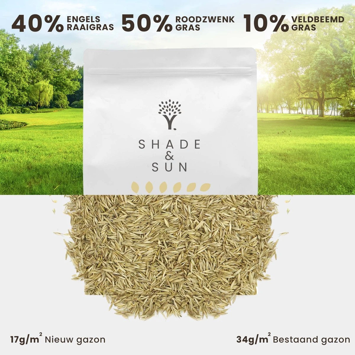 Schaduw Graszaad Voor 50m² Gras | Voor Een Gazon Met Veel Schaduw | Hitte & Droogte Resistent - Afbeelding 7