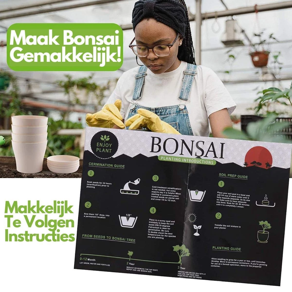 Bonsai Starters Kit - Bonsai Boompje - 5 Delige Set - 4 Soorten Zaden - Incl. E-book & Schaartje - Afbeelding 4