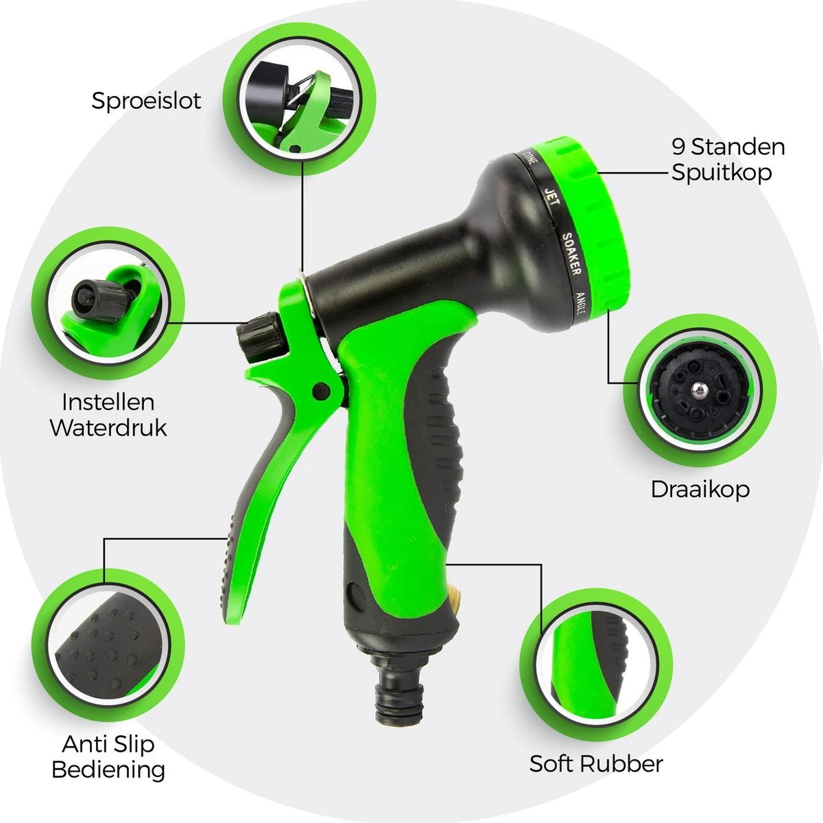 MD-Goods ® Super Sterk Uitrekbare Tuinslang Tot 30 Meter + GRATIS Tas En Koppelstuk - Tuinsproeier - Tuin Besproeien - Waterslang - Sproeikop - Groen - Flexibel Elastisch - Afbeelding 2