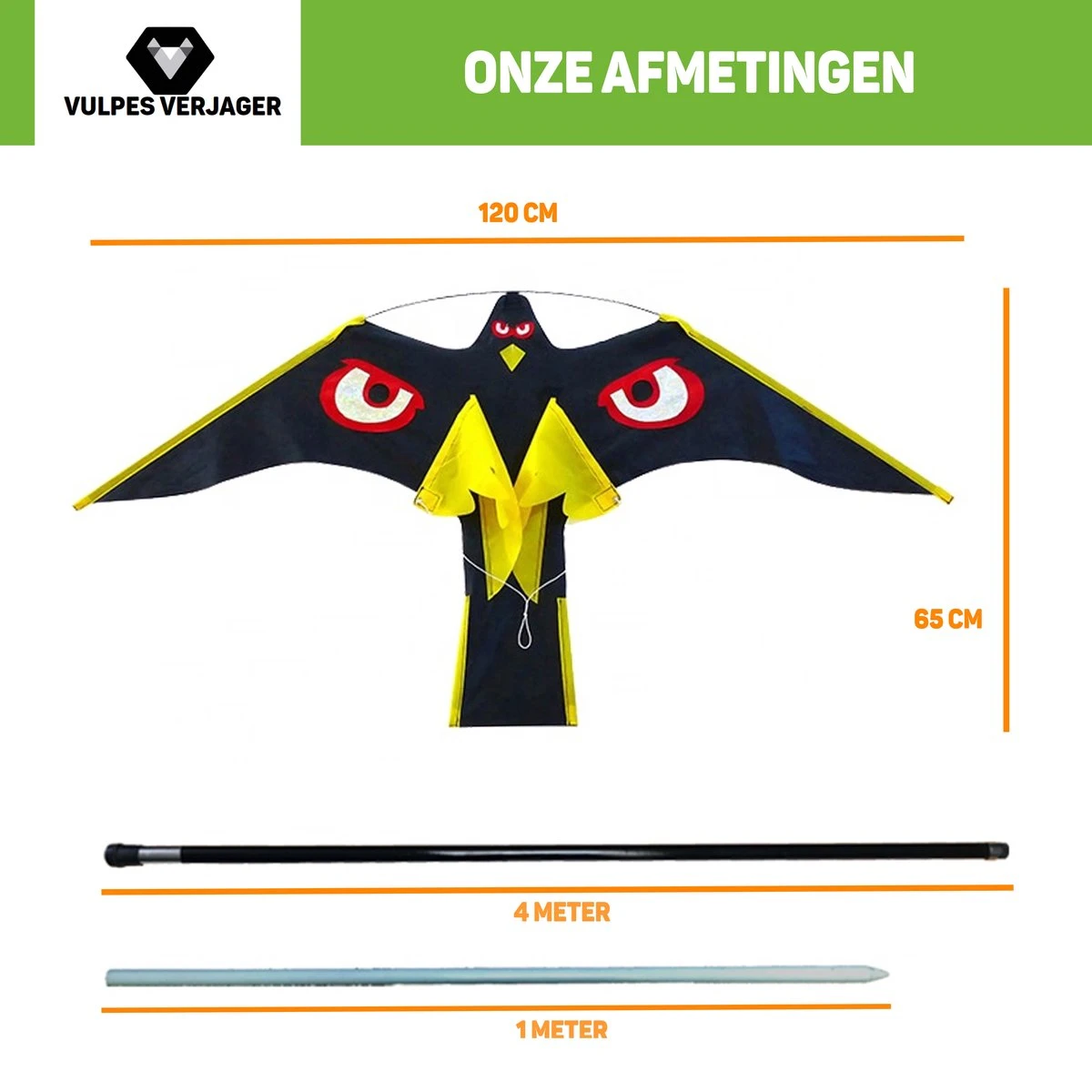 Vulpes Verjager® Vogelverjager - Duivenverjager - Vogelverschrikker - Reigerverschrikker - Kite Hawk - Complete Set - Pro Versie - Afbeelding 10