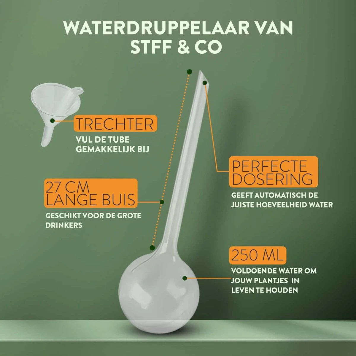 STFF & Co® Waterdruppelaar Voor Planten – Irrigatiesysteem Automatisch Watergeefsysteem – Waterbollen Voor Planten – Bewateringssysteem – 8 Stuks - 8cm - Afbeelding 2