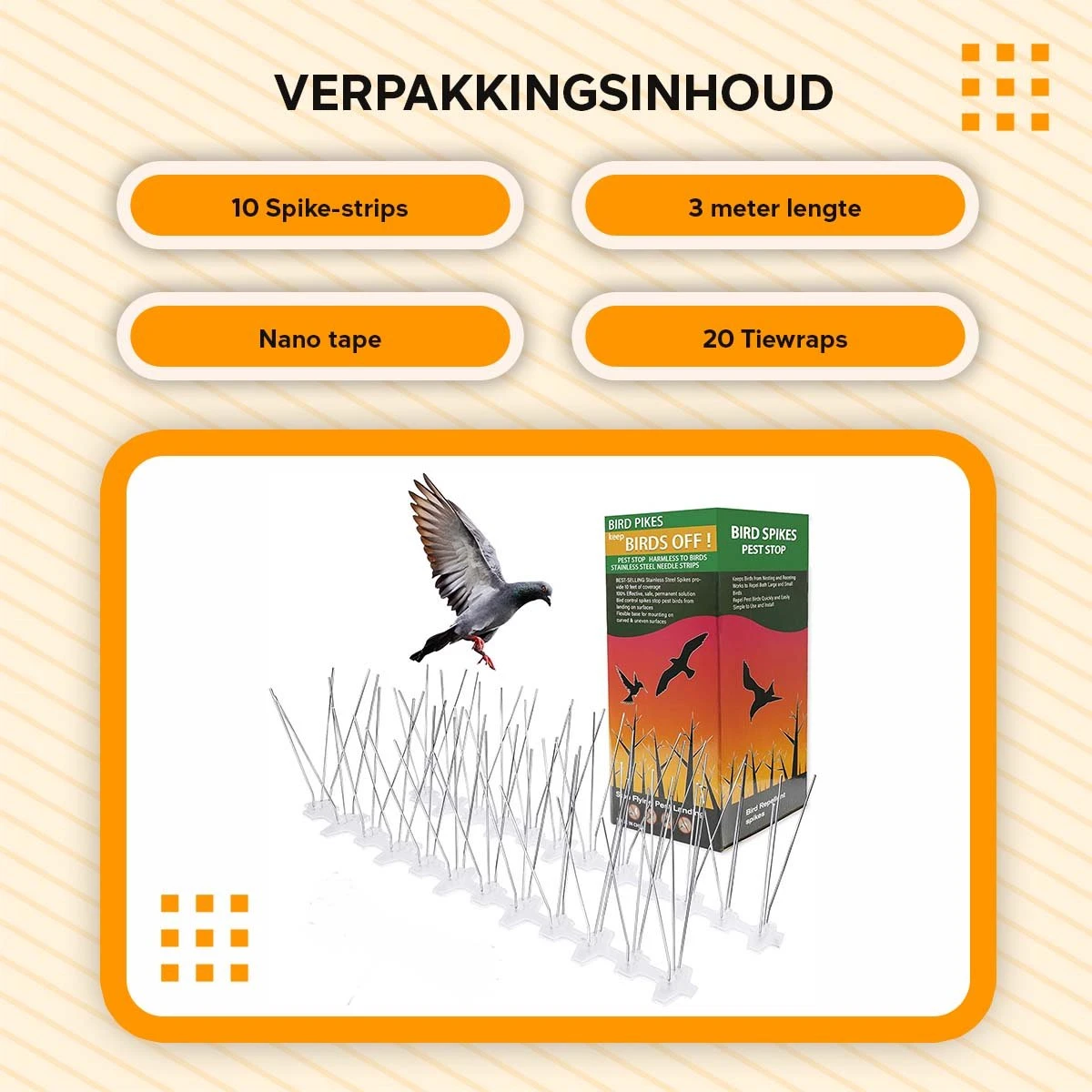 TIOF Duivenpinnen Incl. Tape & Tiewraps – Gebruiksklare Vogelpinnen – 3 Meter – Duivenverjager – RVS - Afbeelding 7