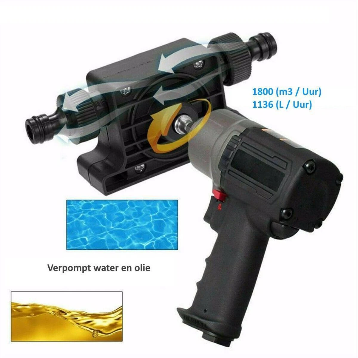 Waterpomp Voor Accuboor, Accutol Of Boormachine - Voorzetpomp - 1136 Liter / Uur - Boot Pomp Voor (Accu)boormachine Water Boorpomp - Afbeelding 3