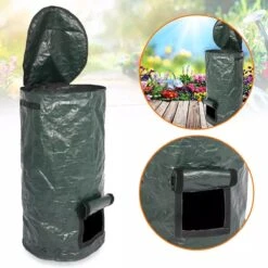 Merkloos TDR - Compostzak Met Grote Capaciteit Voor Tuin - 45 X 45 X 80 Cm - 162 Liter - Donkergroen
