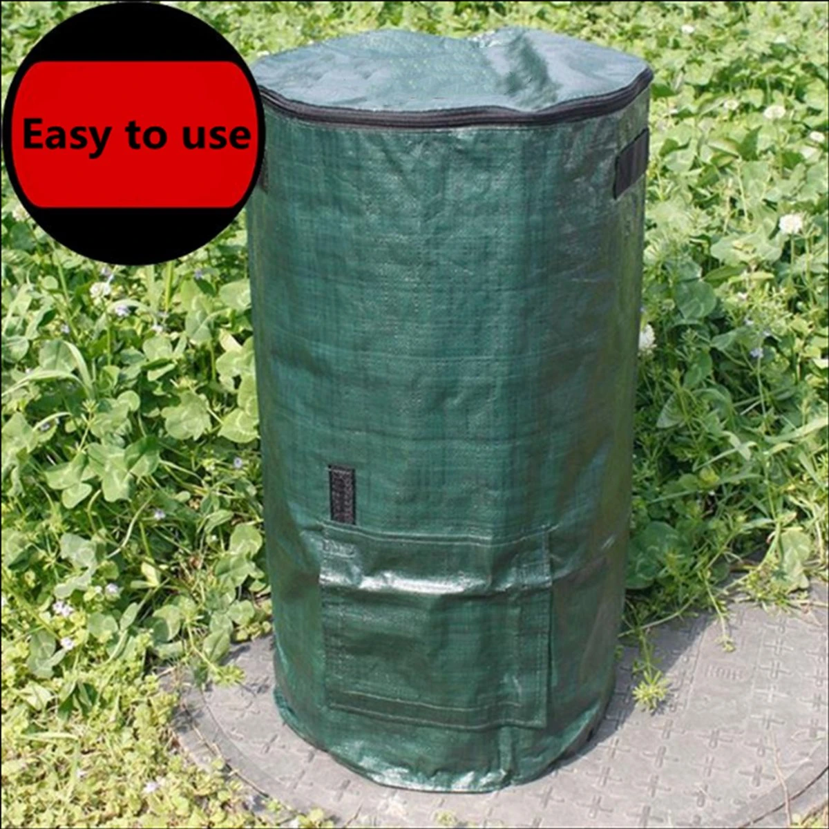 Merkloos TDR - Compostzak Met Grote Capaciteit Voor Tuin - 45 X 45 X 80 Cm - 162 Liter - Donkergroen - Afbeelding 3