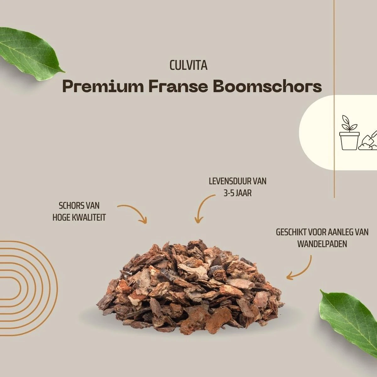 Culvita - Premium Franse Boomschors Bodembedekker 40 Liter - Sierschors 30-40 Mm - Schors Geschikt Voor Aanleg Van Wandelpaden - Afbeelding 4