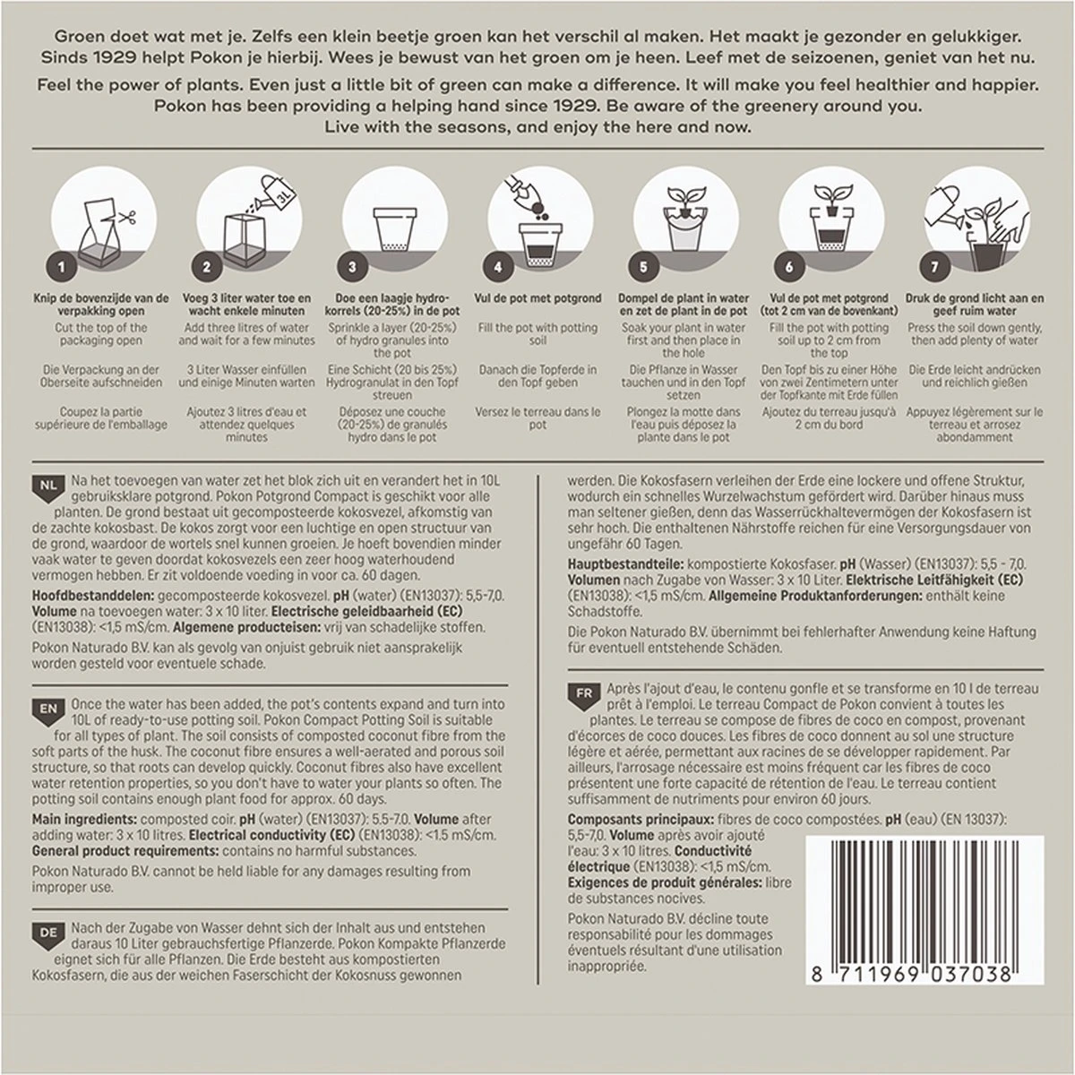 Pokon Kokos Potgrond Compact - 30l - Potgrond (universeel) - 60 Dagen Voeding - Alleen Water Toevoegen - Afbeelding 2