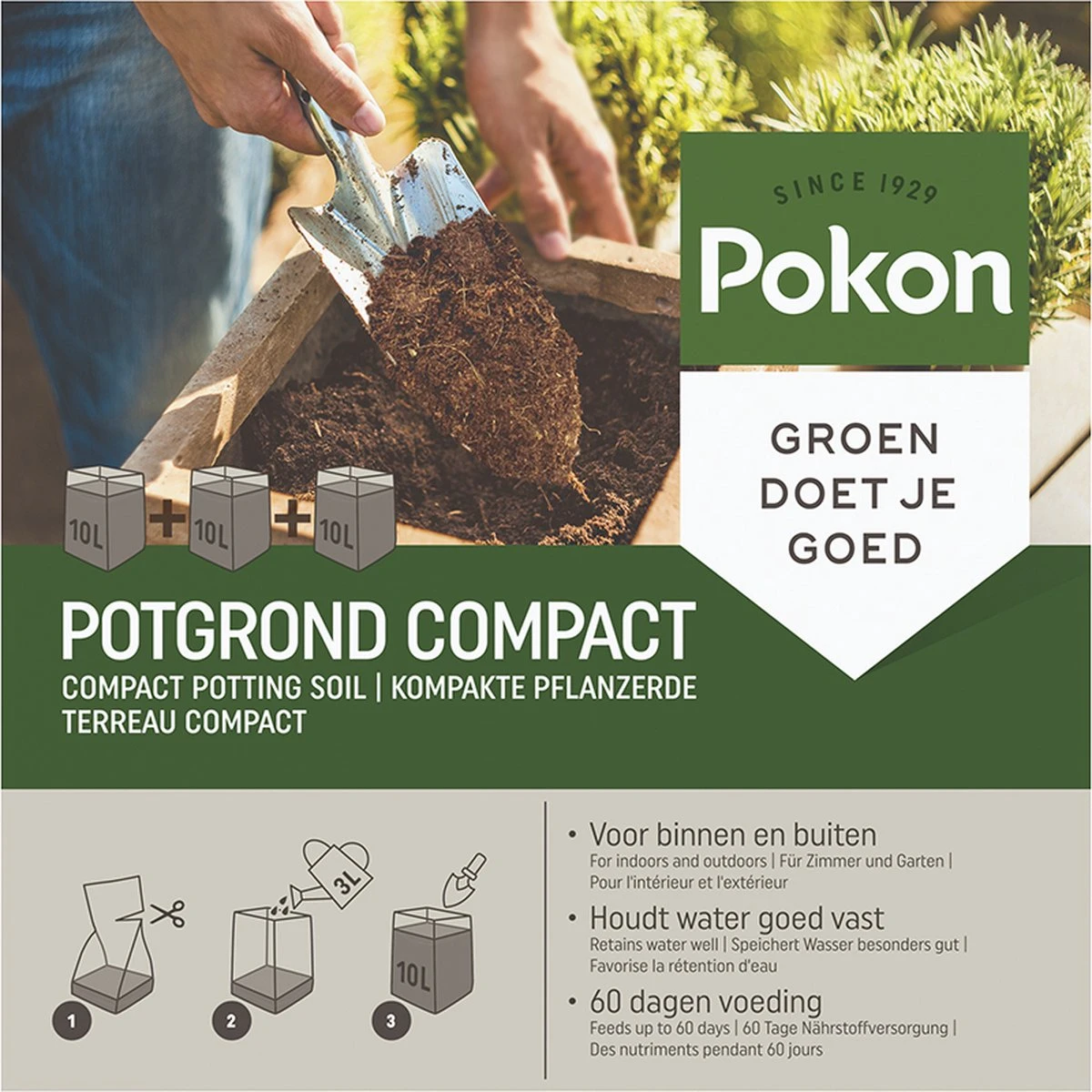 Pokon Kokos Potgrond Compact - 30l - Potgrond (universeel) - 60 Dagen Voeding - Alleen Water Toevoegen - Afbeelding 3