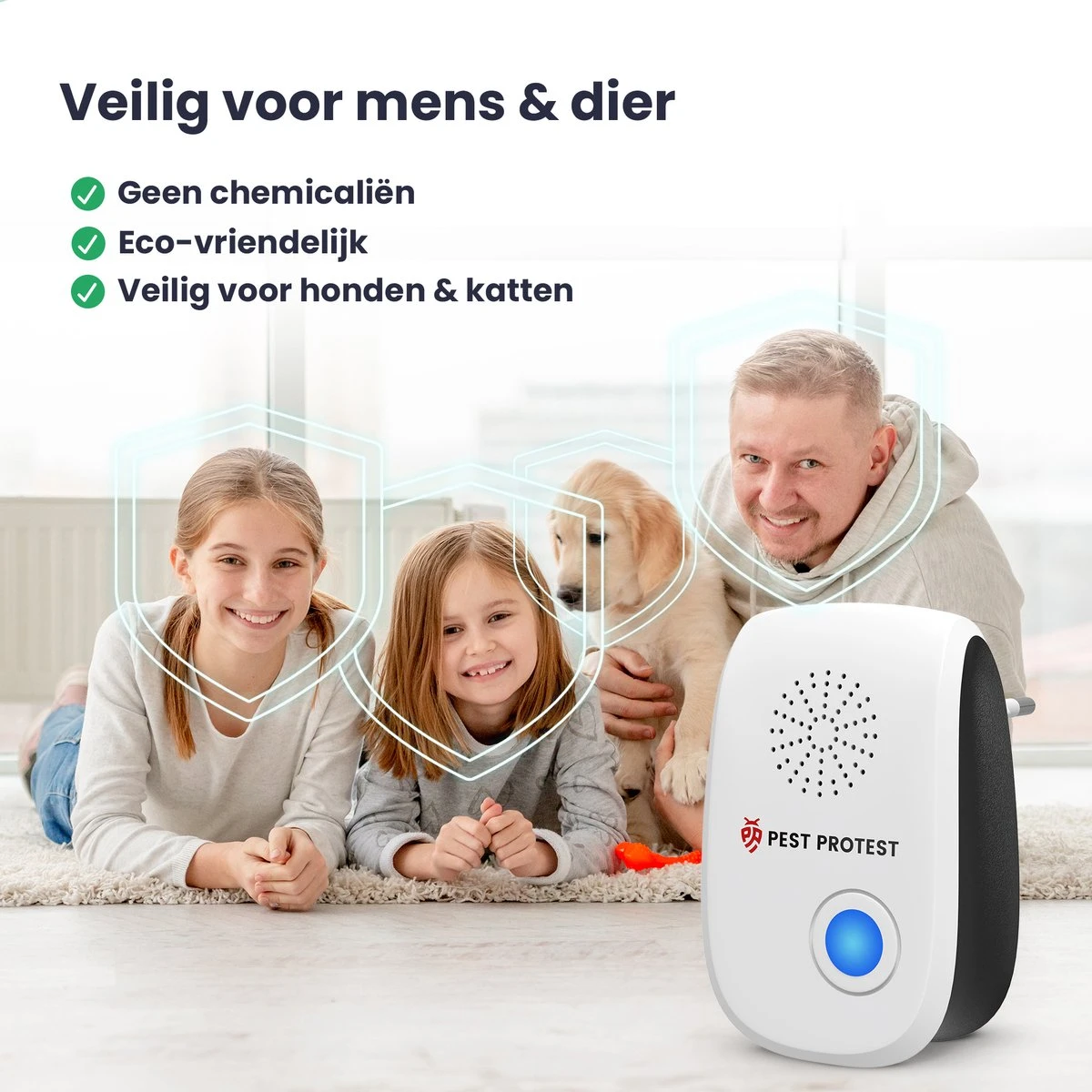 4-Pack Pest Protest® Muizenverjager – Ongedierte Verjager - Repeller Met Ultrasone – Insecten Reject – Diervriendelijk Muizen Bestrijding - Afbeelding 2