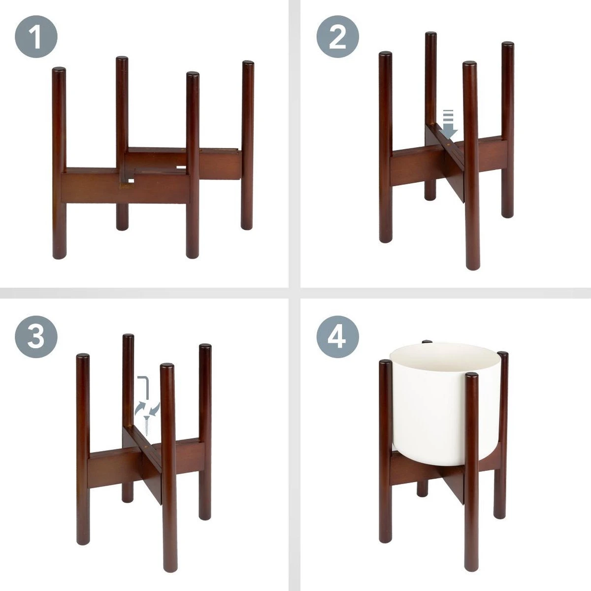 LifeGoods Planten Standaard - Uitschuifbare Bloempothouder - 20 Tot 30 Cm - Donker Bamboe - Afbeelding 9