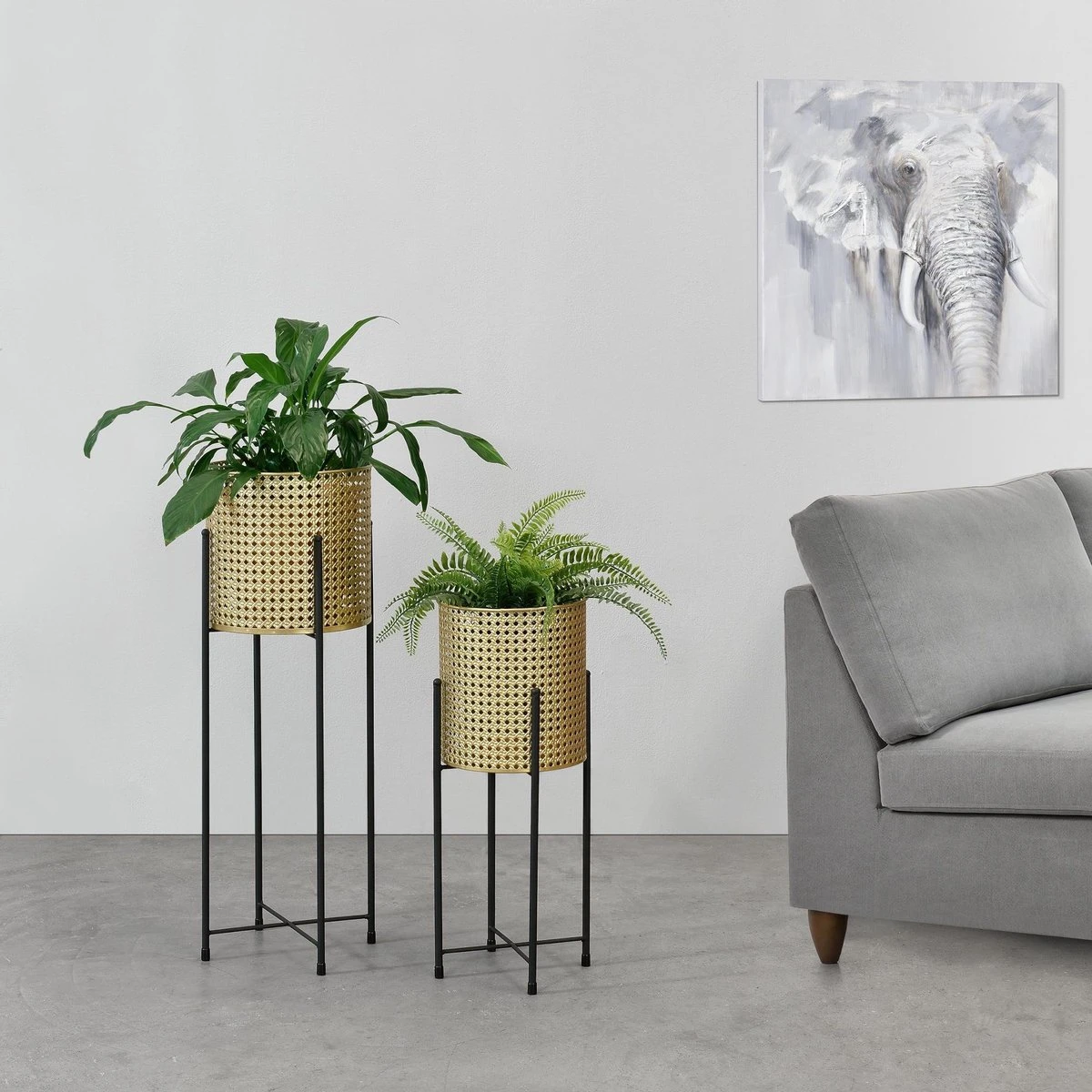 Bloempot Op Standaard Mol Set Van 2 Zwart En Goud - Afbeelding 6