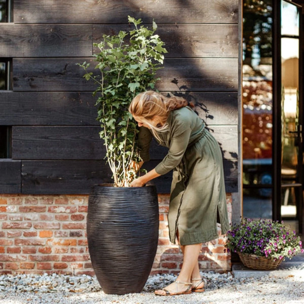 Capi Europe - Vaas Elegant Deluxe Rib NL - 45x72 - Zwart - Voor Binnen En Buiten - KBLR1138 - Afbeelding 2