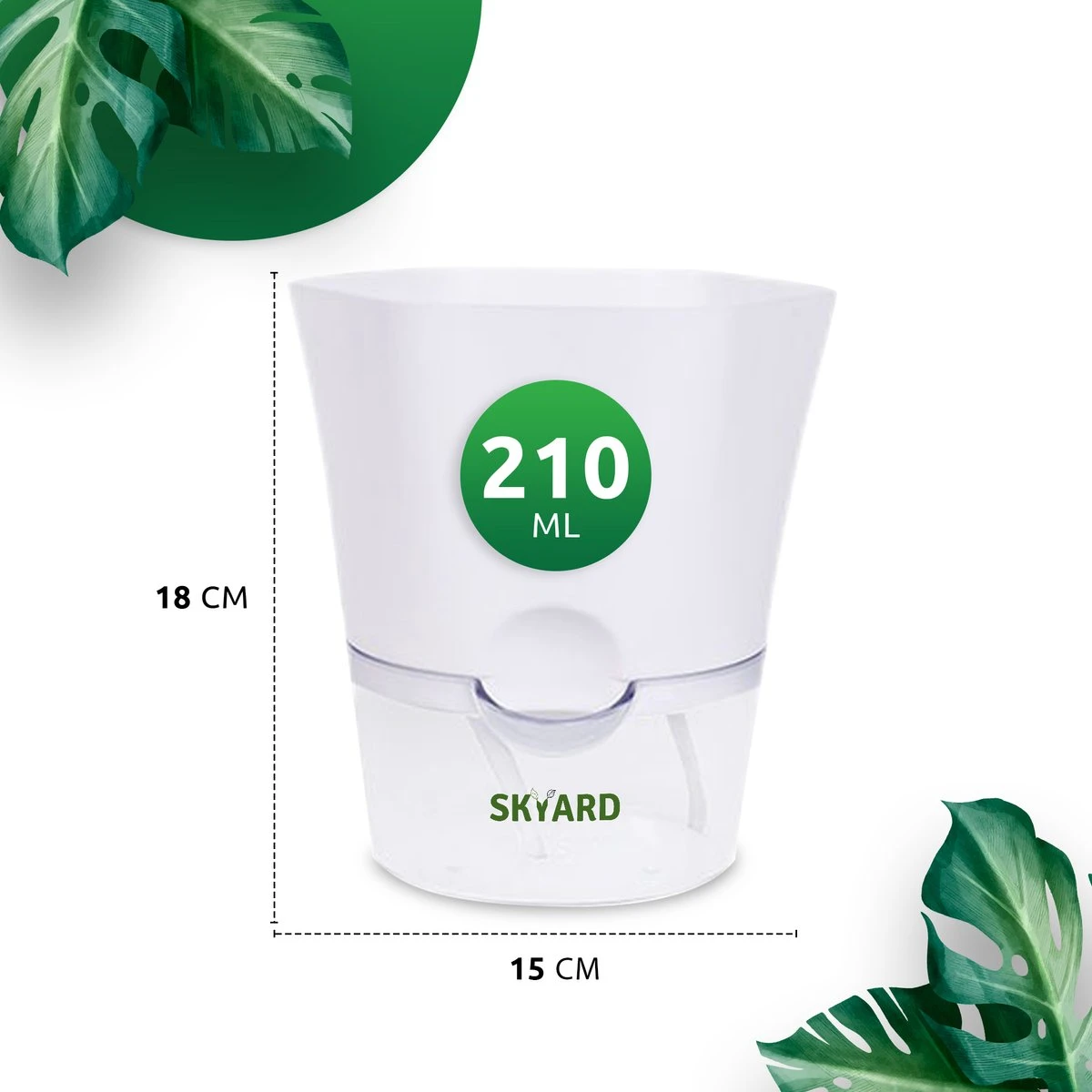 SKYARD® 3 Stuks Zelfwaterende Bloempot Maat M – Milieuvriendelijk Watergeefsysteem Kamerplanten – Zelfwatergevende Pot – Bloempot Met Waterreservoir – Selfwatering Pot – Wit - Afbeelding 7