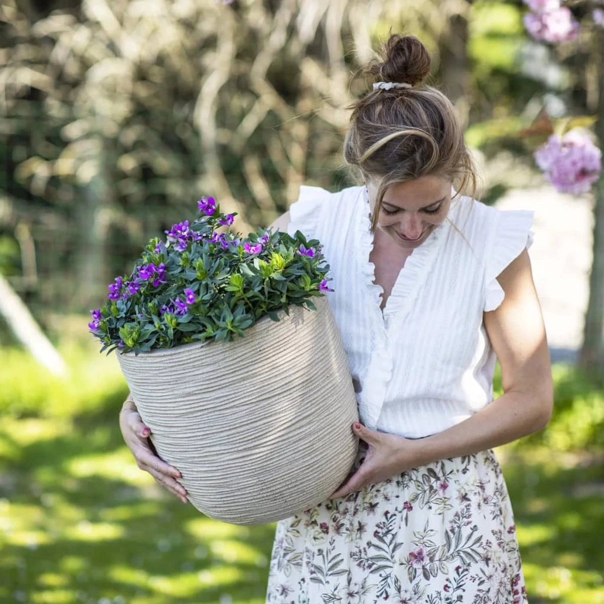 Capi Europe - Bloempot Bol Waste Rib NL - 43x41 - Terrazzo Beige - Voor Binnen En Buiten - KTBR933 - Afbeelding 6