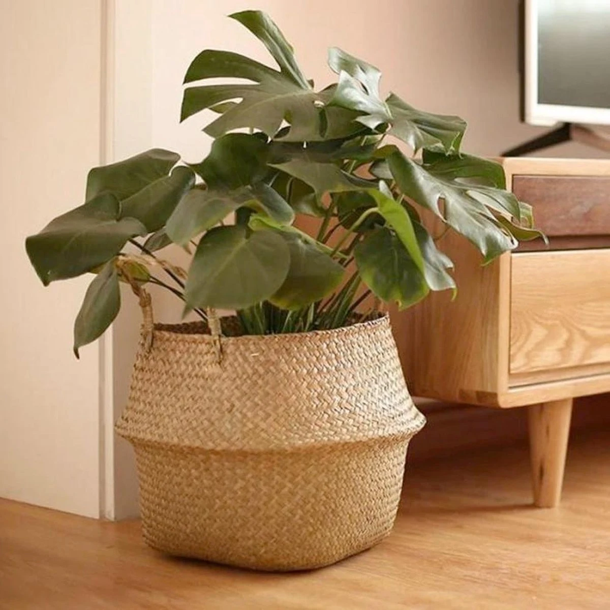 Plantenmand 35x35cm Naturel Extra Groot | Multifunctionele Mand | Handgemaakt | Planten-houder | Planten Accessoires | Planten Mand - Afbeelding 5