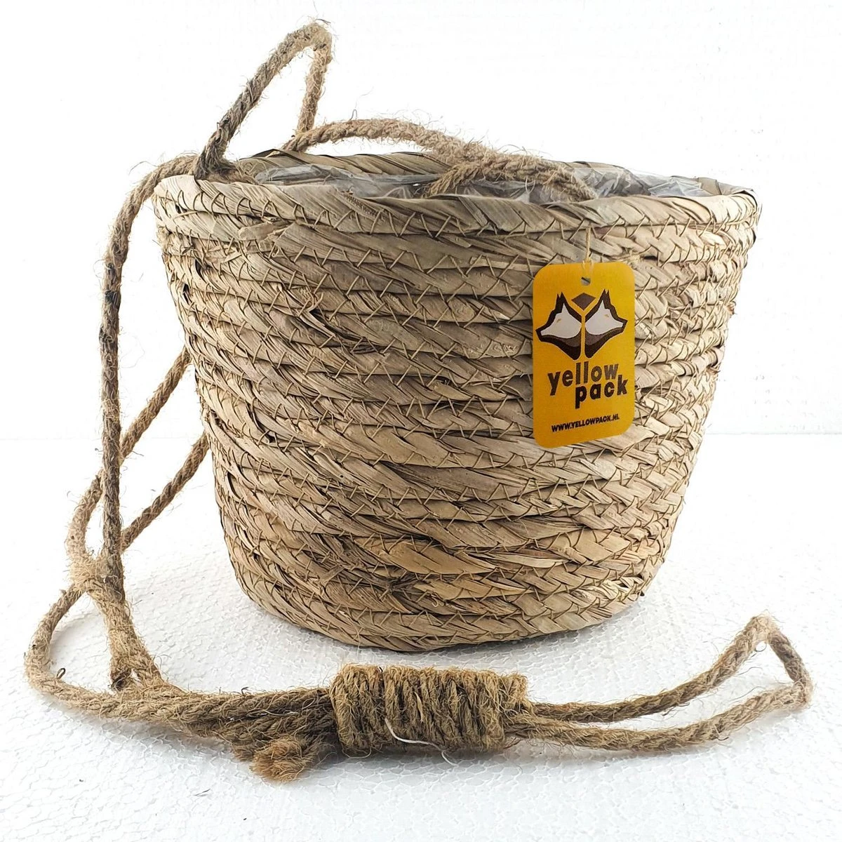 Merkloos Plantenhanger 18x15cm Naturel | Hangende Mand | Handgemaakt | Planten-houder / Hang-plant | Planten Accessoires | Hangmand - Afbeelding 2