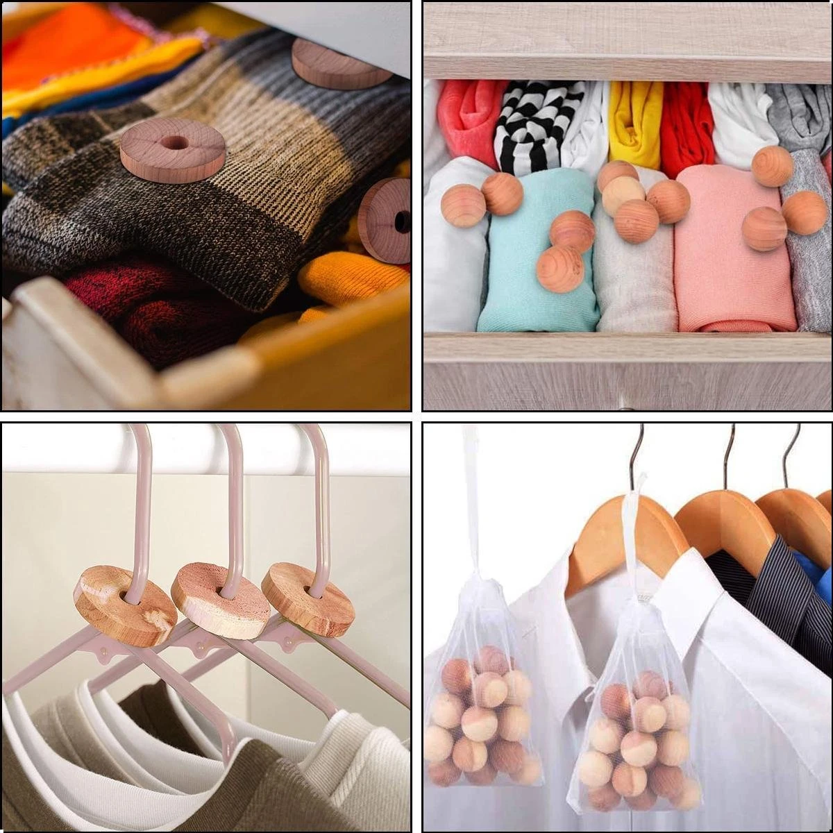 AWEMOZ Mottenballen 40 Stuks + 10 Stuks Schuurpapier - Cederhout Tegen Motten - Motten Bestrijden - Mottenval - Afbeelding 2