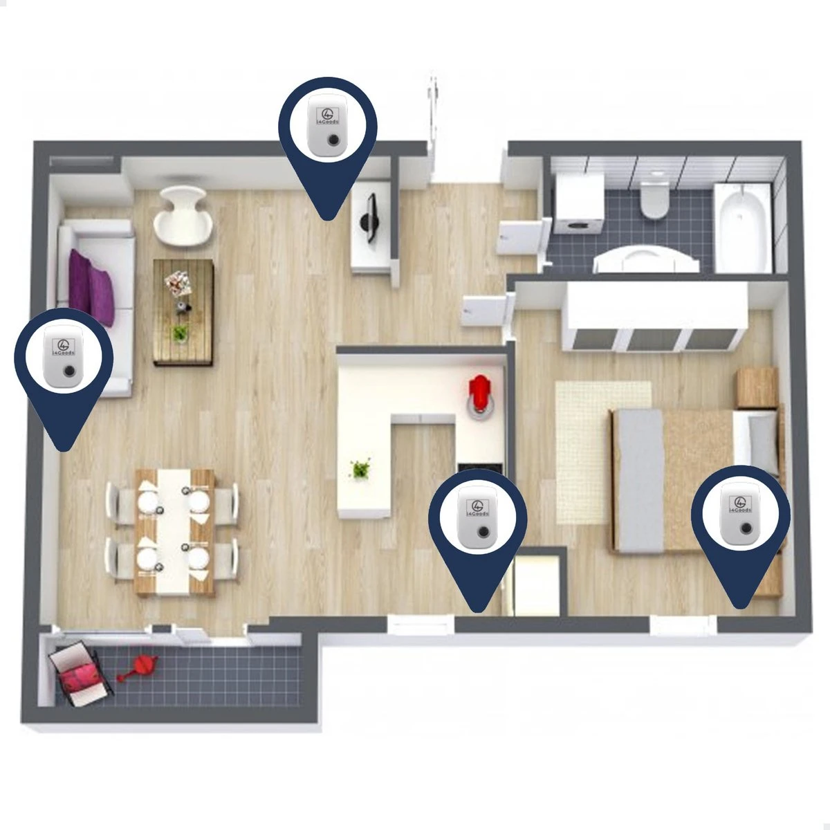 4-Pack I4Goods Ultrasone Ongedierte Verjager - Pest Reject - Muizenverjager - Vliegenverjager - Muggenstekker - Geen Chemicaliën Of Gif - Ook Voor Geaarde Stopcontacten - Afbeelding 3