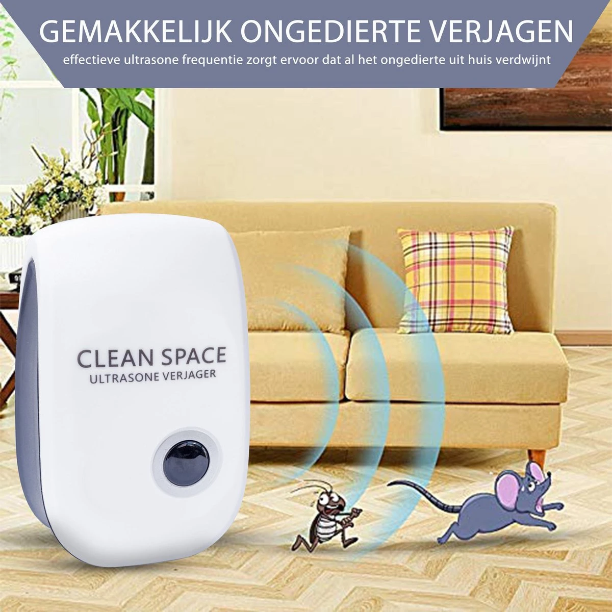 Merkloos CLEAN SPACE™ Ultrasone Ongedierte Verjager - Muizenverjager - Muizengif/Rattengif Alternatief - 4 Stuks - Afbeelding 2