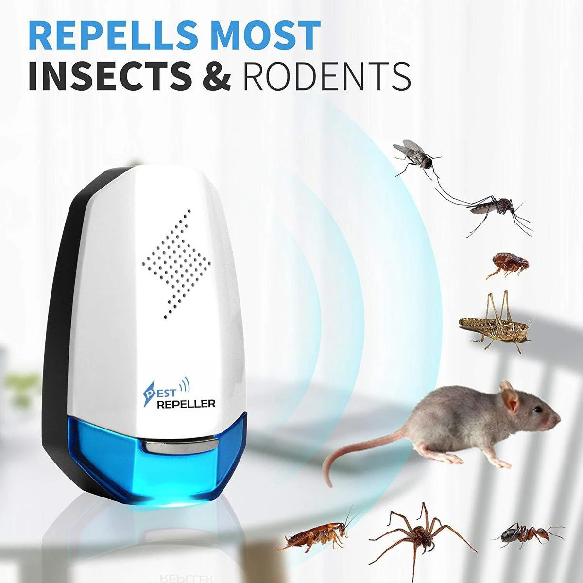 Ultrasonic Pest Repeller - Ongediertebestrijding Elektrisch - Ongedierte Verjager - Insectenverdelger - Bestrijd En Verjaagt Insecten / Muizen / Ratten / Spinnen / Mieren / Kakkerlakken / Muggen - Anti Ongedierte - Ultrasoon - Insecten Bestrijding - Afbeelding 3