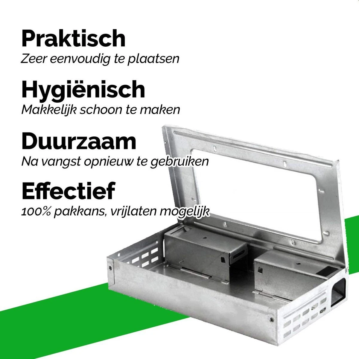 VerminBuster Diervriendelijke Muizenval - Geschikt Voor Meerdere Muizen - Rechthoek Inloopval - Afbeelding 2