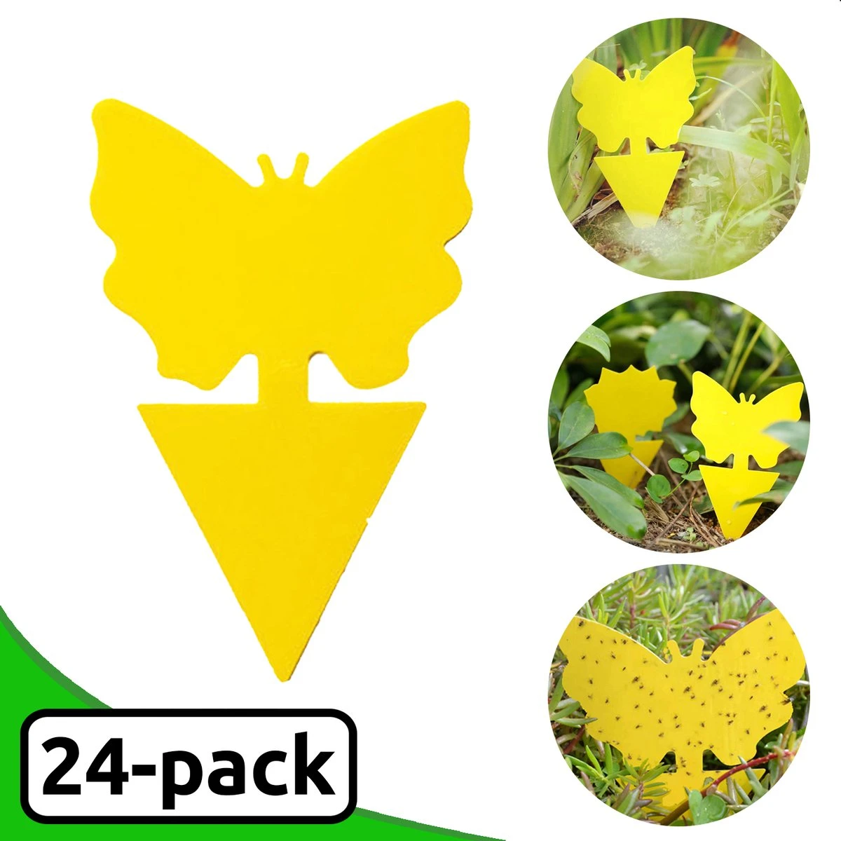 Merkloos Dayshake Rouwvliegjes Vangkaarten 24 Stuks - Vliegenvanger Plak Klavertjes - Fruitvliegjes Vanger - Varenrouwmug Bestrijden