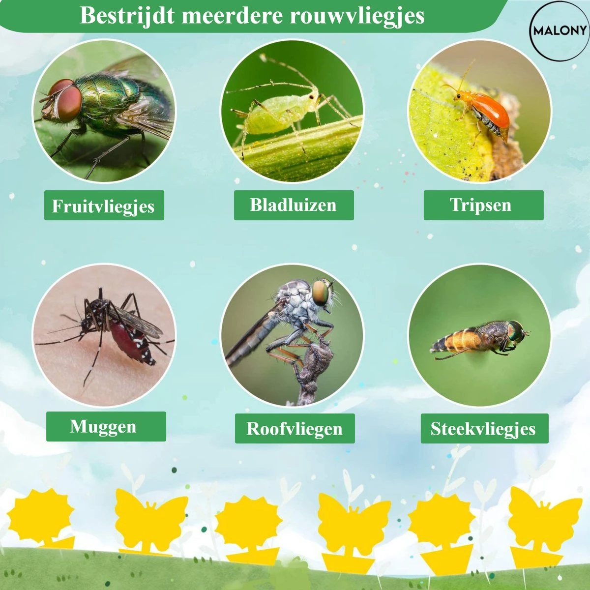 Vliegenvanger Set 24 Stuks - Fruitvliegjes Vanger - Rouwvliegjes Bestrijden - Insectenvanger - Plakstrips Dubbelzijdig - Afbeelding 5