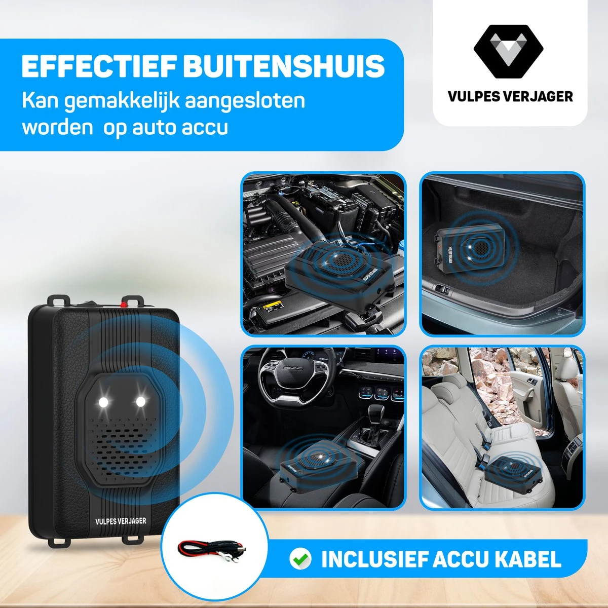 Vulpes Verjager® Marterverjager - Ongedierteverjager - Multifunctionele Set Binnen & Buiten - Batterijen, 12V & Auto Accu - Marters, Muizen & Ratten - Steenmarter Verjager PRO - Incl. E-Book - Afbeelding 5