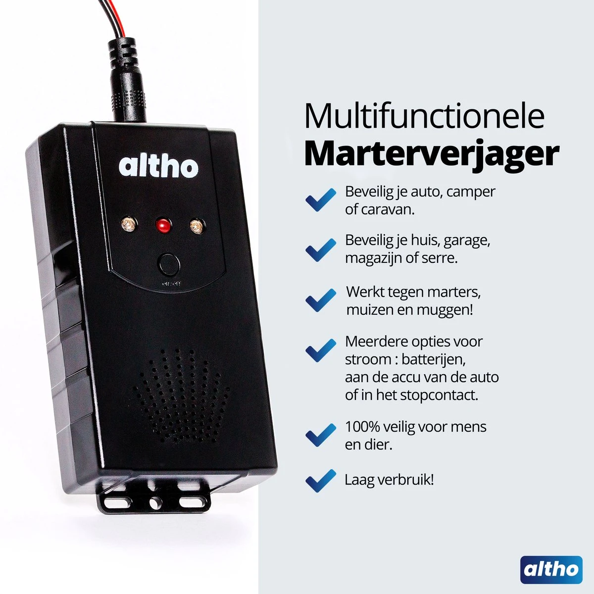 Altho Marterverjager - Ongedierteverjager - Marterverjager Auto - Steenmarter - Marter - Marterverjager Op Batterijen, 12V En Stopcontact - Indoor & Outdoor / Binnen & Buiten - Afbeelding 2