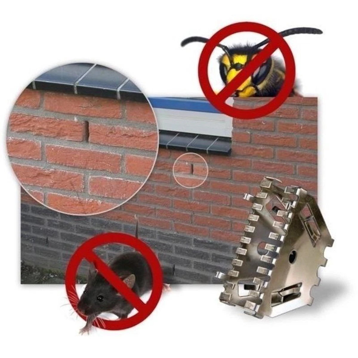 10stuks Bijenbekjes/stootvoegroosters RVS 5 Cm / 50 Mm - Stootvoegbeschermers - Ongediertebestrijding Voor De Spouwmuur - Afbeelding 3