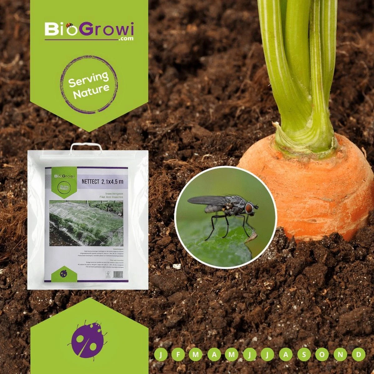 Biogroei Nettect - Insectennet - Insectengaas Tegen Koolvliegen En Andere - 210 Cmx450 Cm - Afbeelding 2