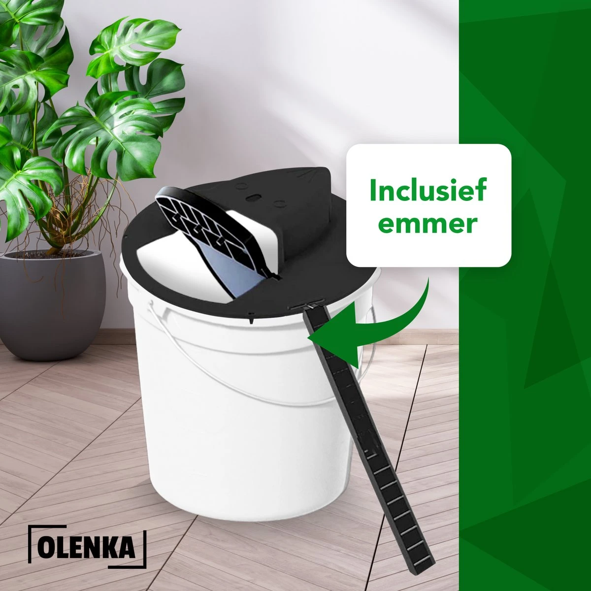 Olenka - Diervriendelijke Muizenval - Rattenval - Muizenverjager - Inclusief Emmer - Voor Binnen En Buiten - Verbeterd Model 2023 - Inclusief E-Book - Zwart - Afbeelding 3