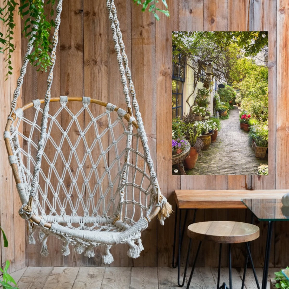 Merkloos Tuinposter Bloemensteeg | 80 X 120 Cm | Wanddecoratie Buiten | Tuin Schilderij - Afbeelding 2