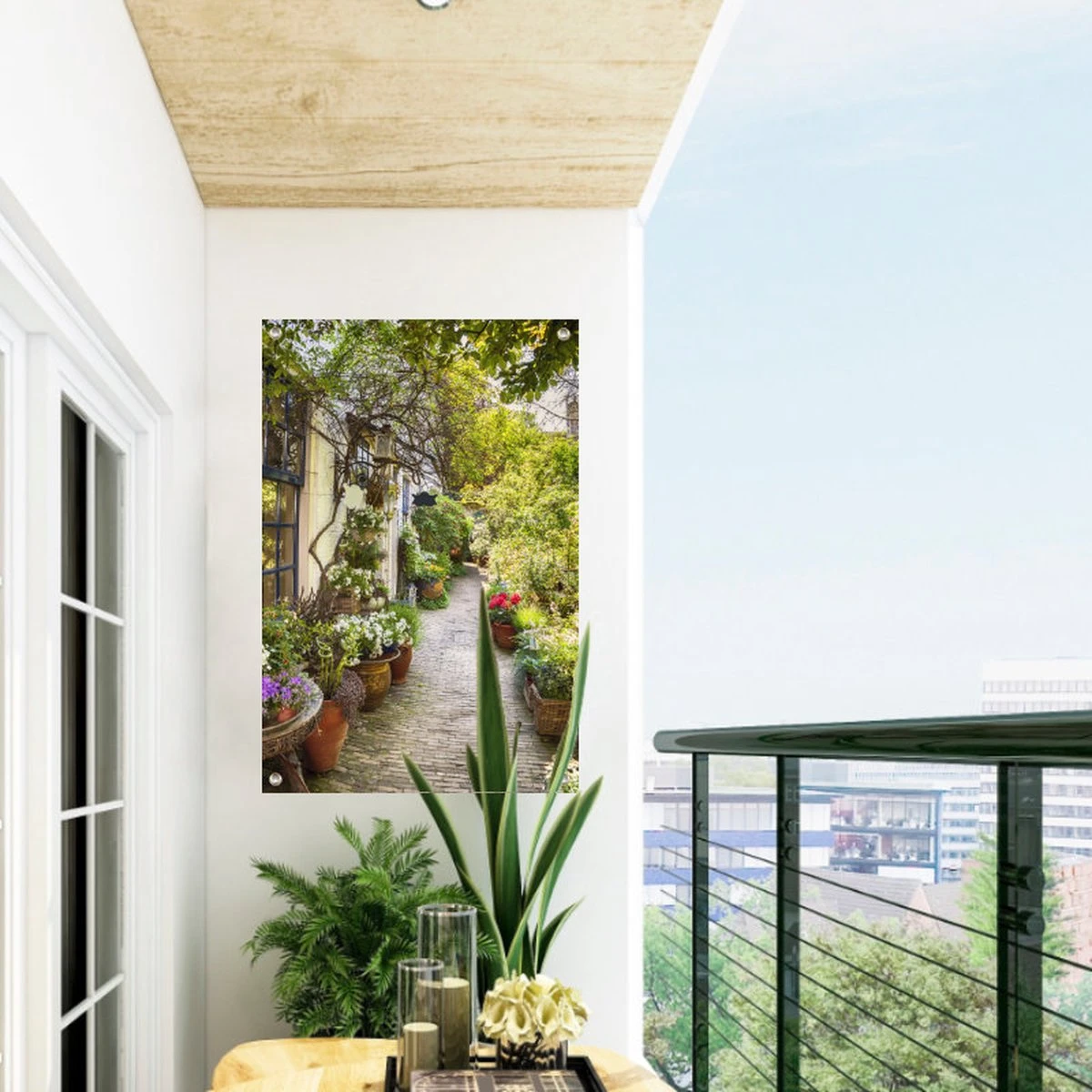 Merkloos Tuinposter Bloemensteeg | 80 X 120 Cm | Wanddecoratie Buiten | Tuin Schilderij - Afbeelding 3