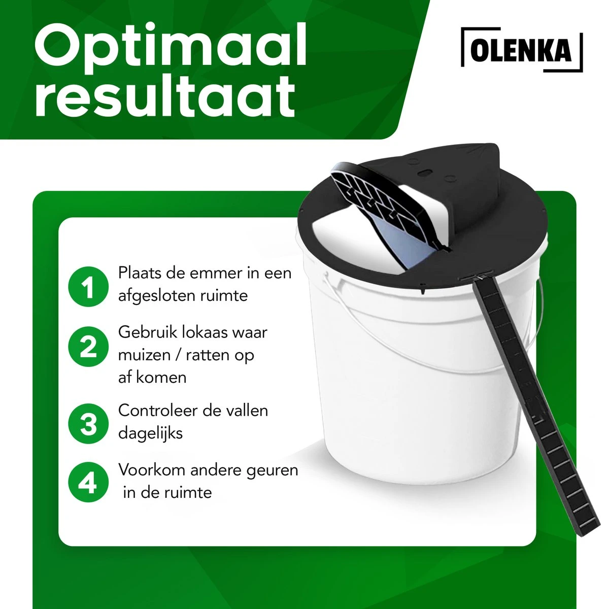 Olenka - Diervriendelijke Muizenval - Rattenval - Muizenverjager - Inclusief Emmer - Voor Binnen En Buiten - Verbeterd Model 2023 - Inclusief E-Book - Zwart - Afbeelding 8